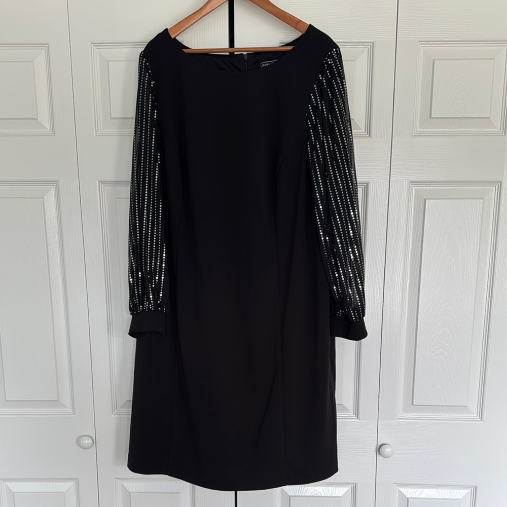 NWT Black Dress with Sequin Sleeves